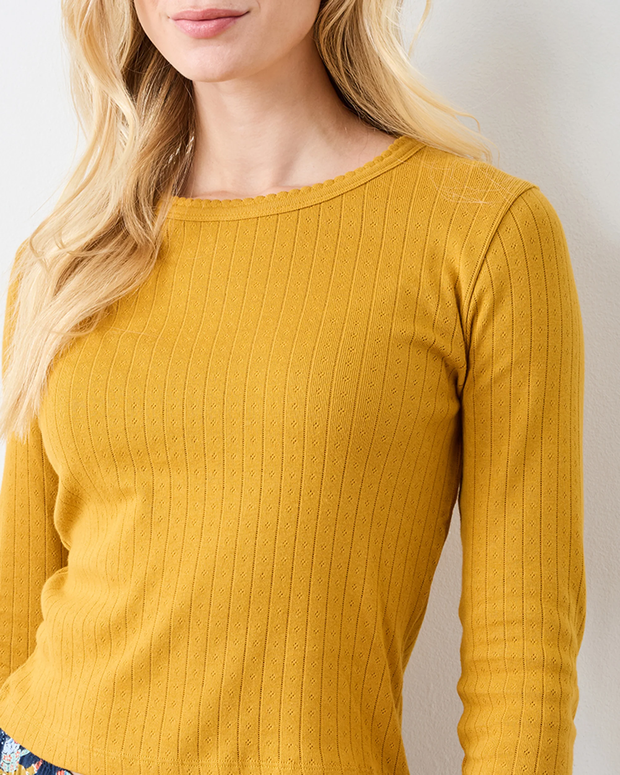 Goldenrod - Pointelle Long Sleeve - Shirt - Image 2