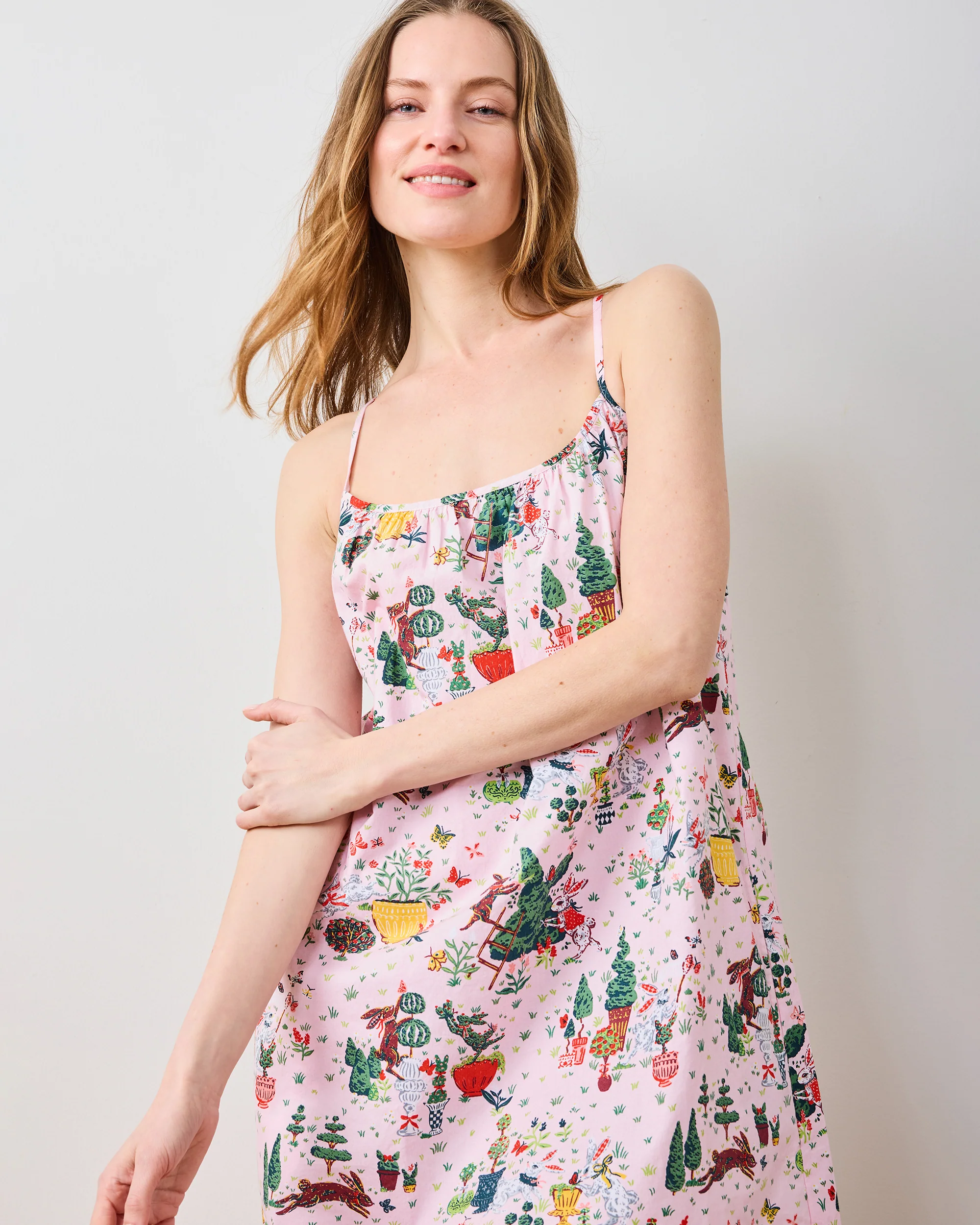 Rabbit Topiary - Cami Nightgown - Easter Pink - Image 4