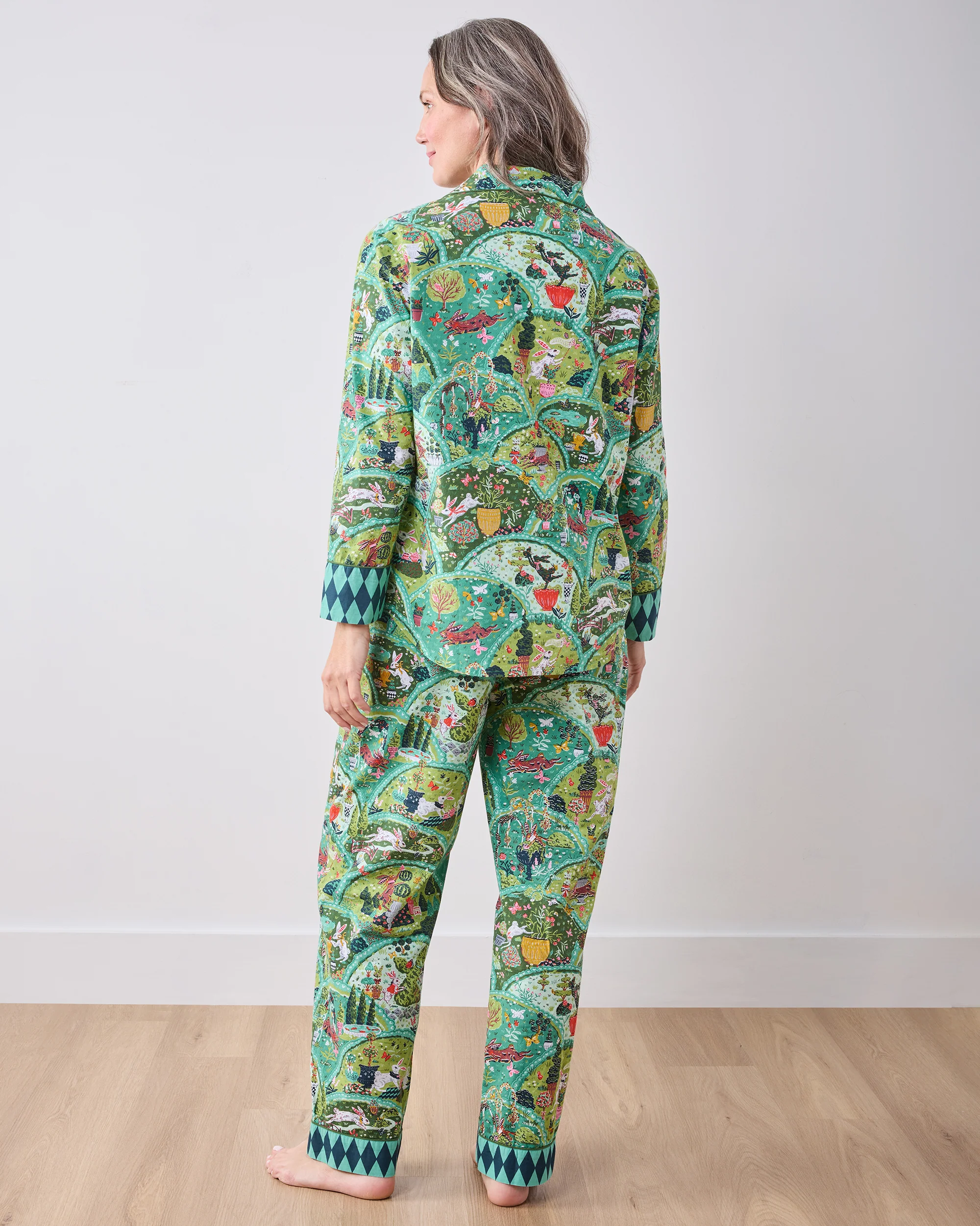 Rabbit Wonderland - Petite Long PJ Set - Sage - Image 5