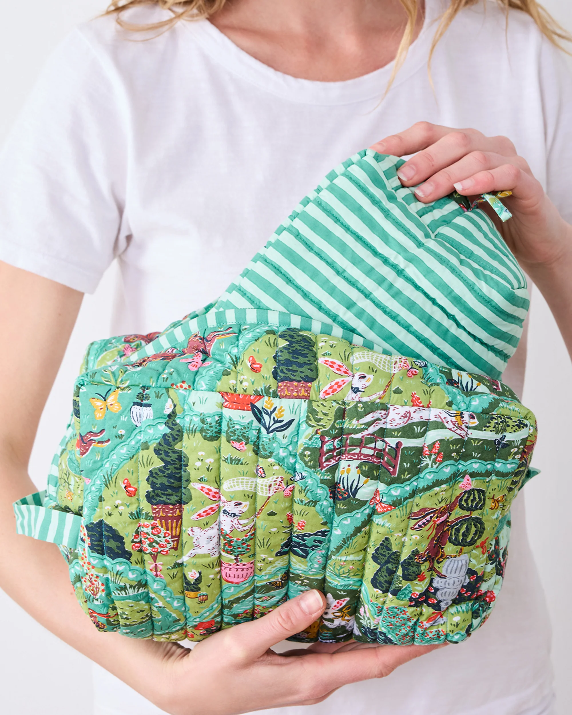 Rabbit Wonderland - Oversized Pouch Duo - Sage - Image 5