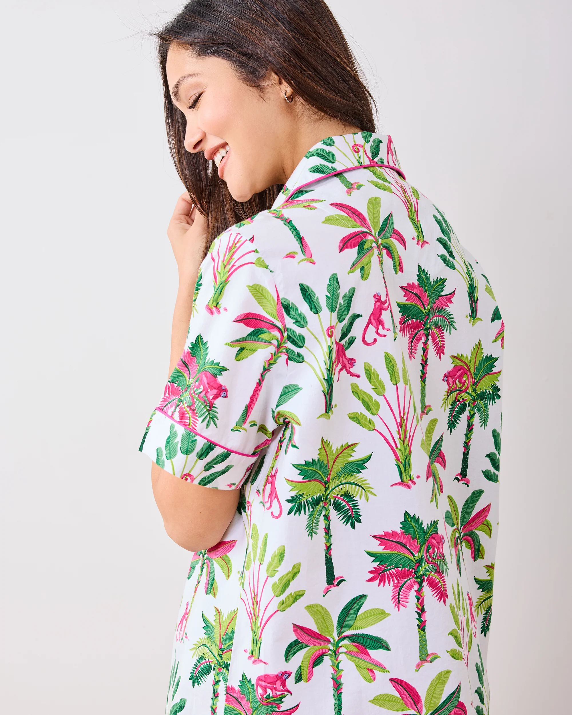 Royal Palms - Short PJ Set - Pink Basil - Image 3