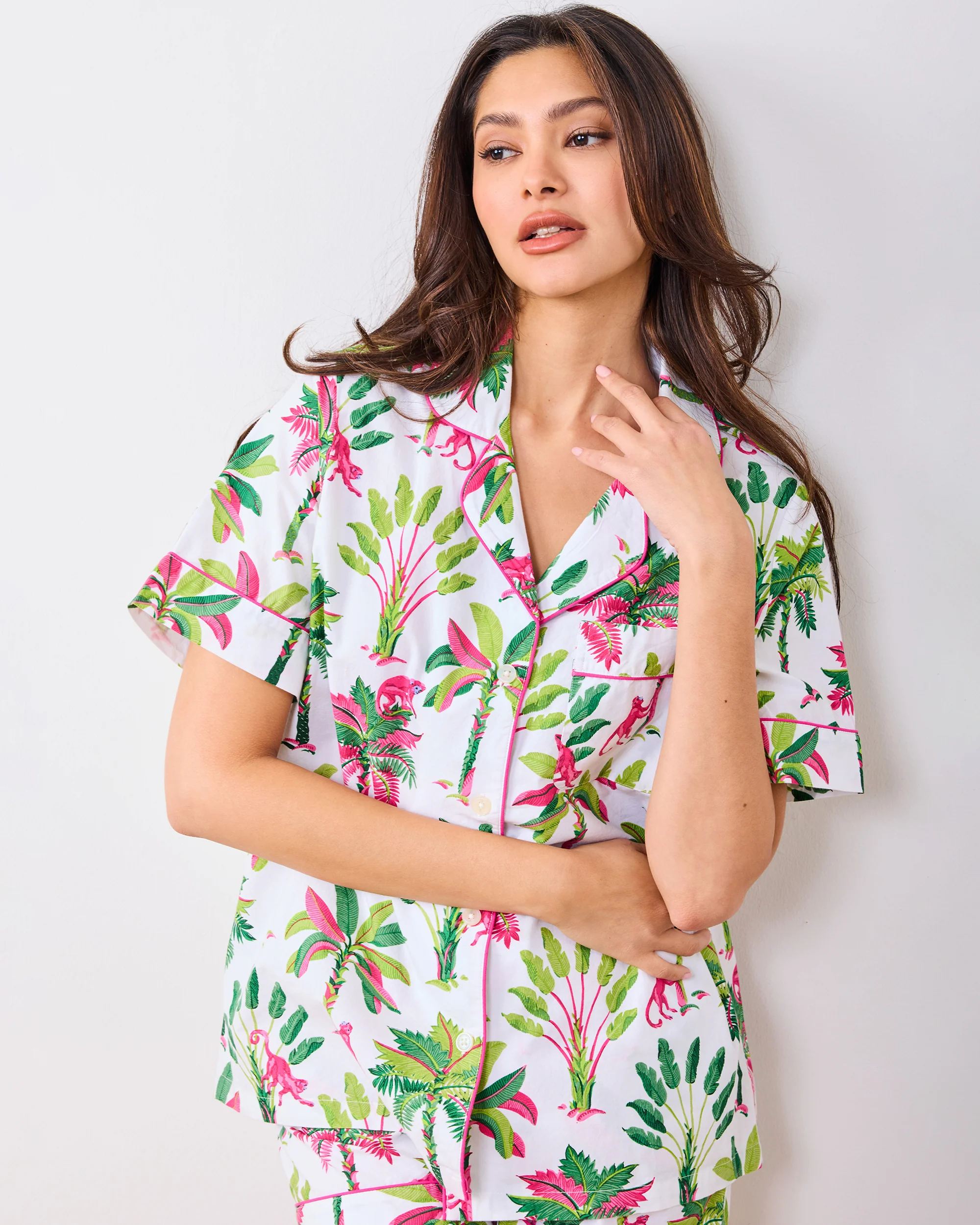 Royal Palms - Short PJ Set - Pink Basil - Image 5