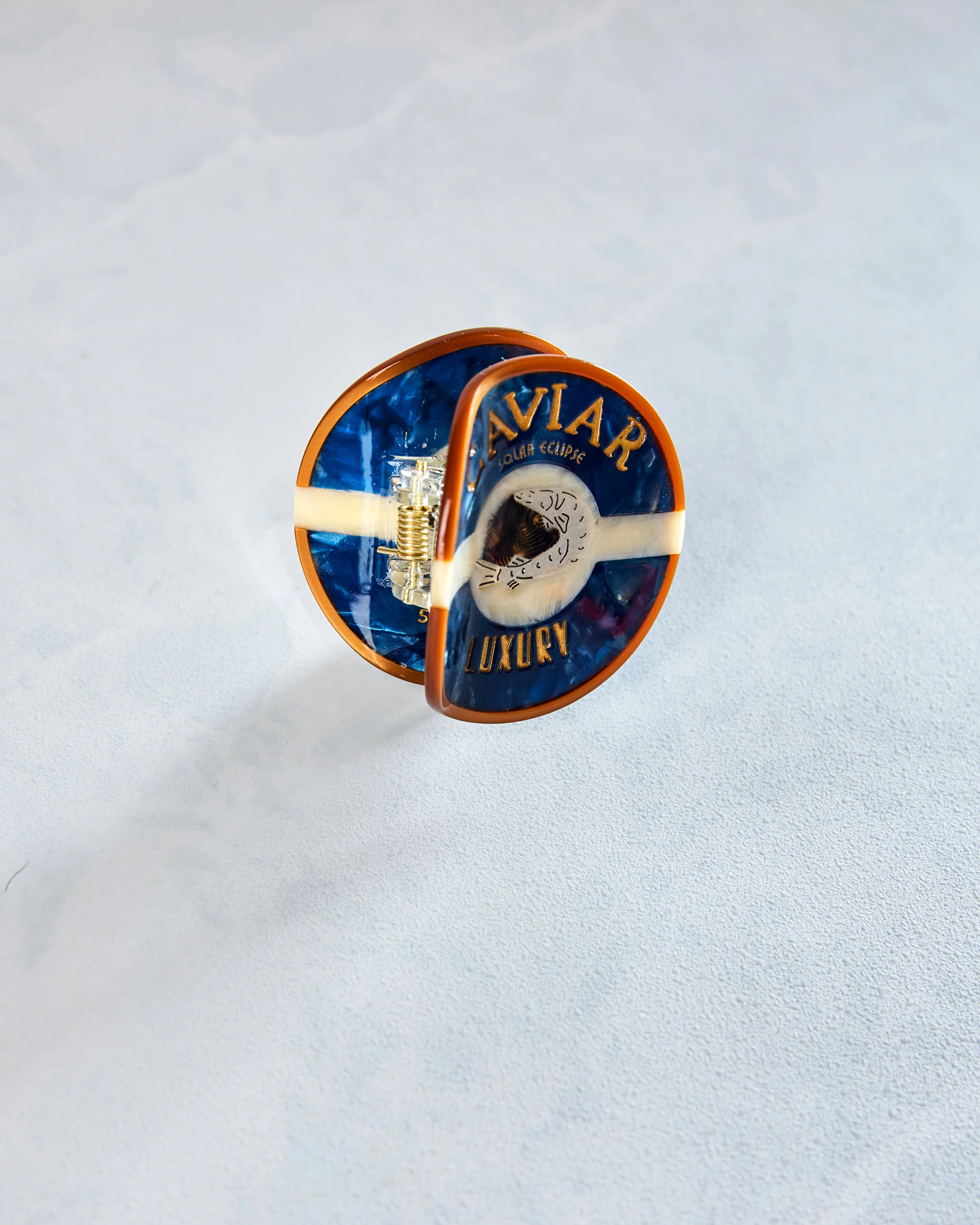Solar Eclipse - Hand Painted Caviar Claw Hair Clip - Blue - Image 3