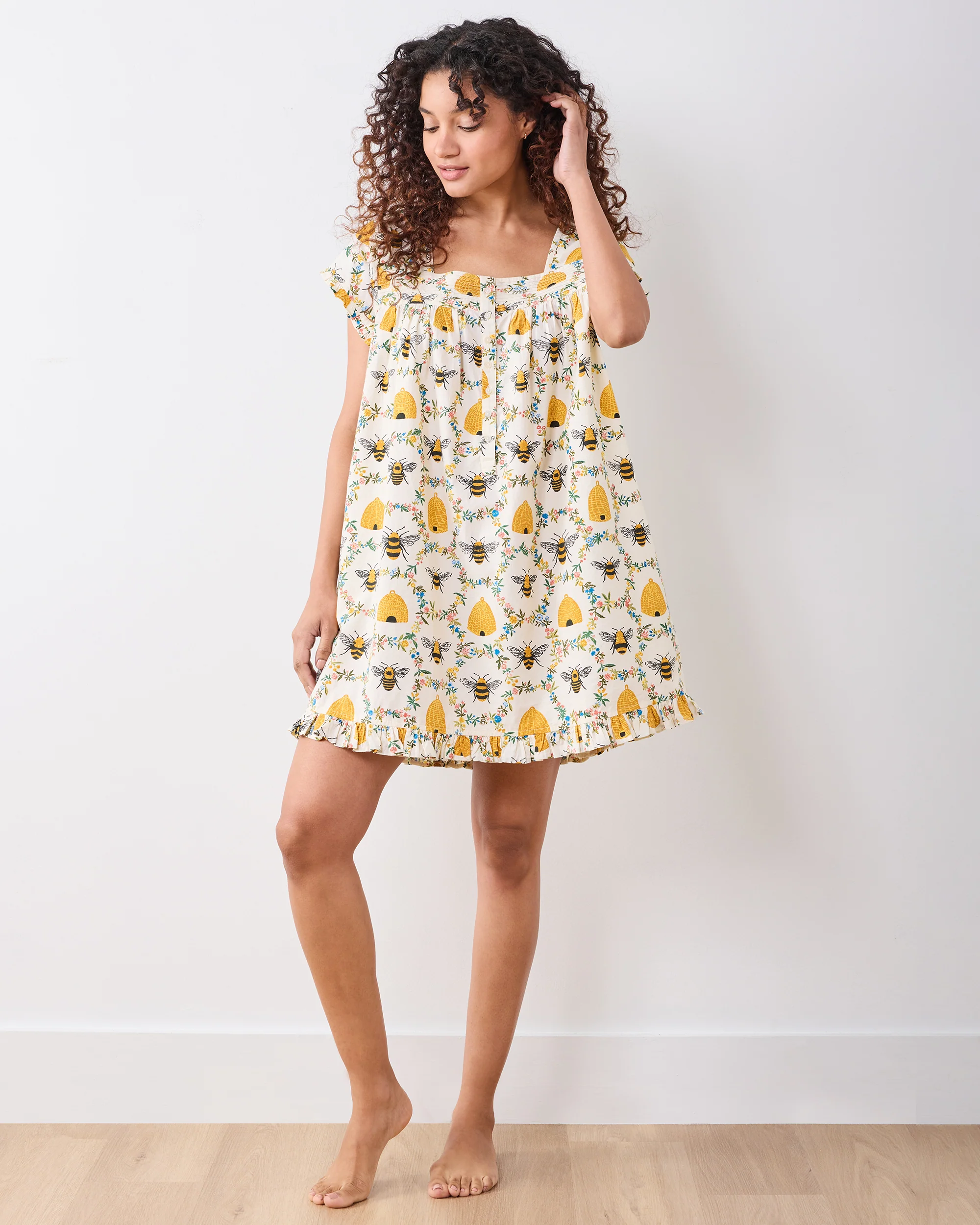 Sweet Bee - Pintuck Nightgown - Cream - Image 4