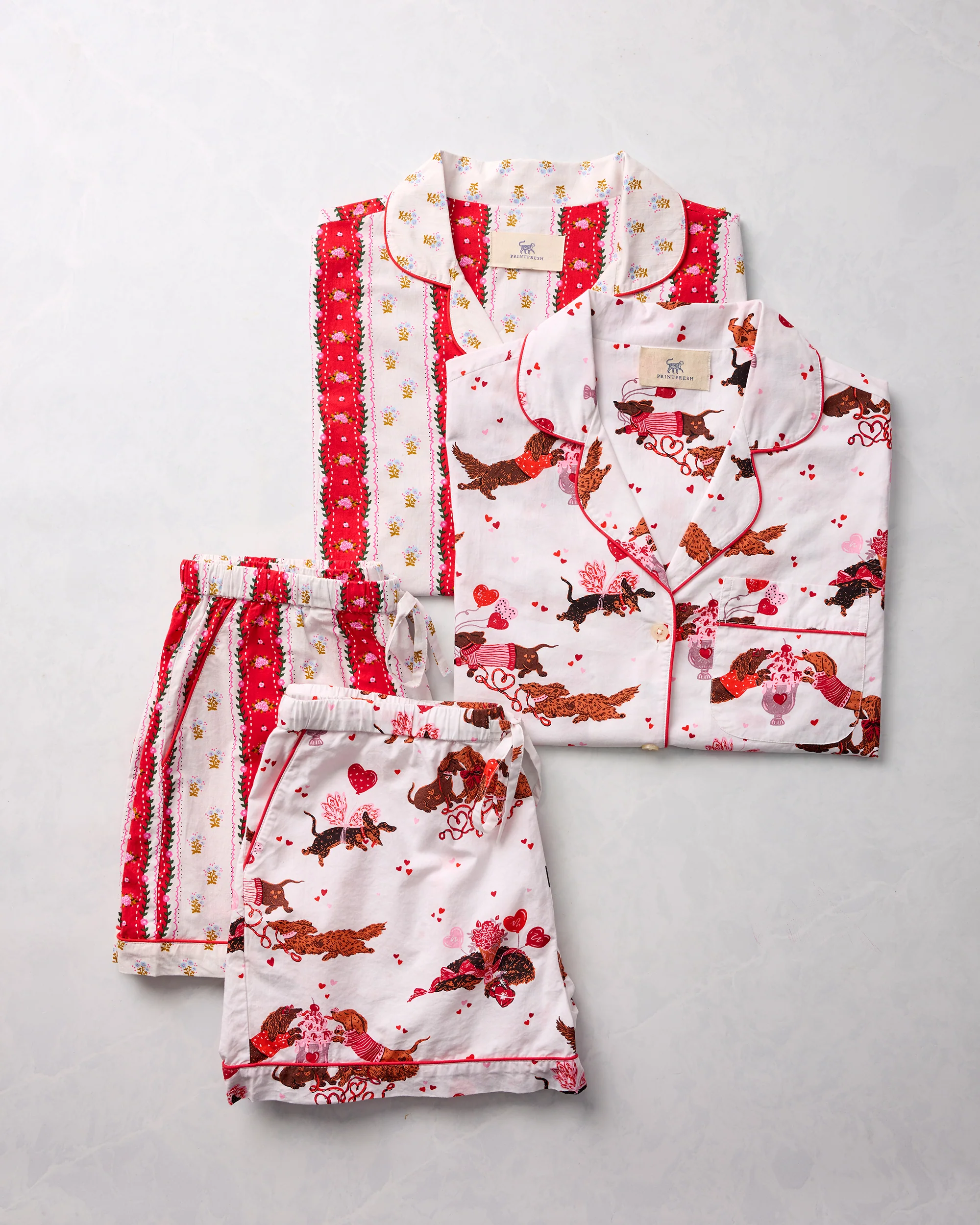 Sweetheart Stripes & Dachshund Date - Short PJ Set Bundle - Multi