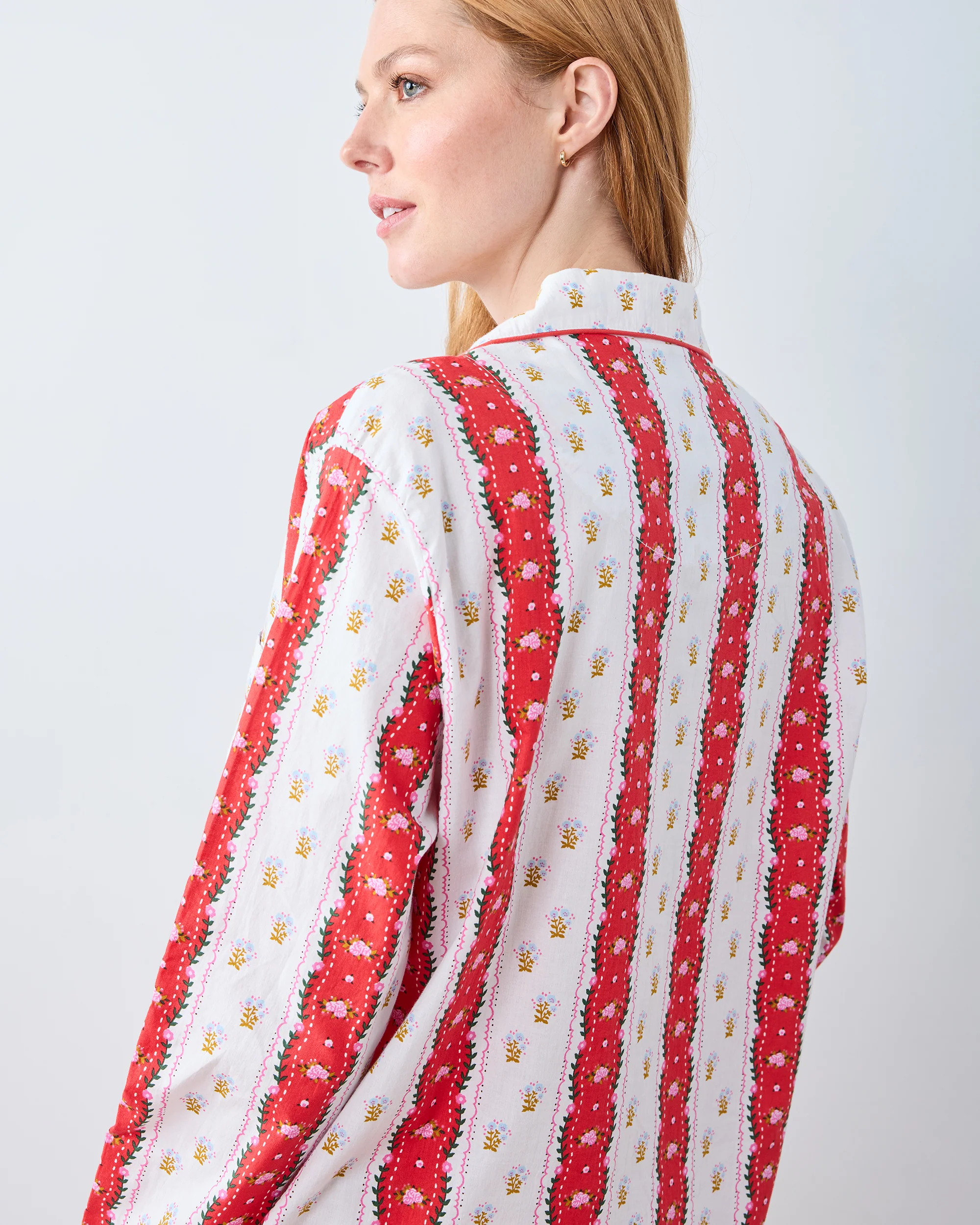 Sweetheart Stripes - Long PJ Set - Cherry Cola - Image 8