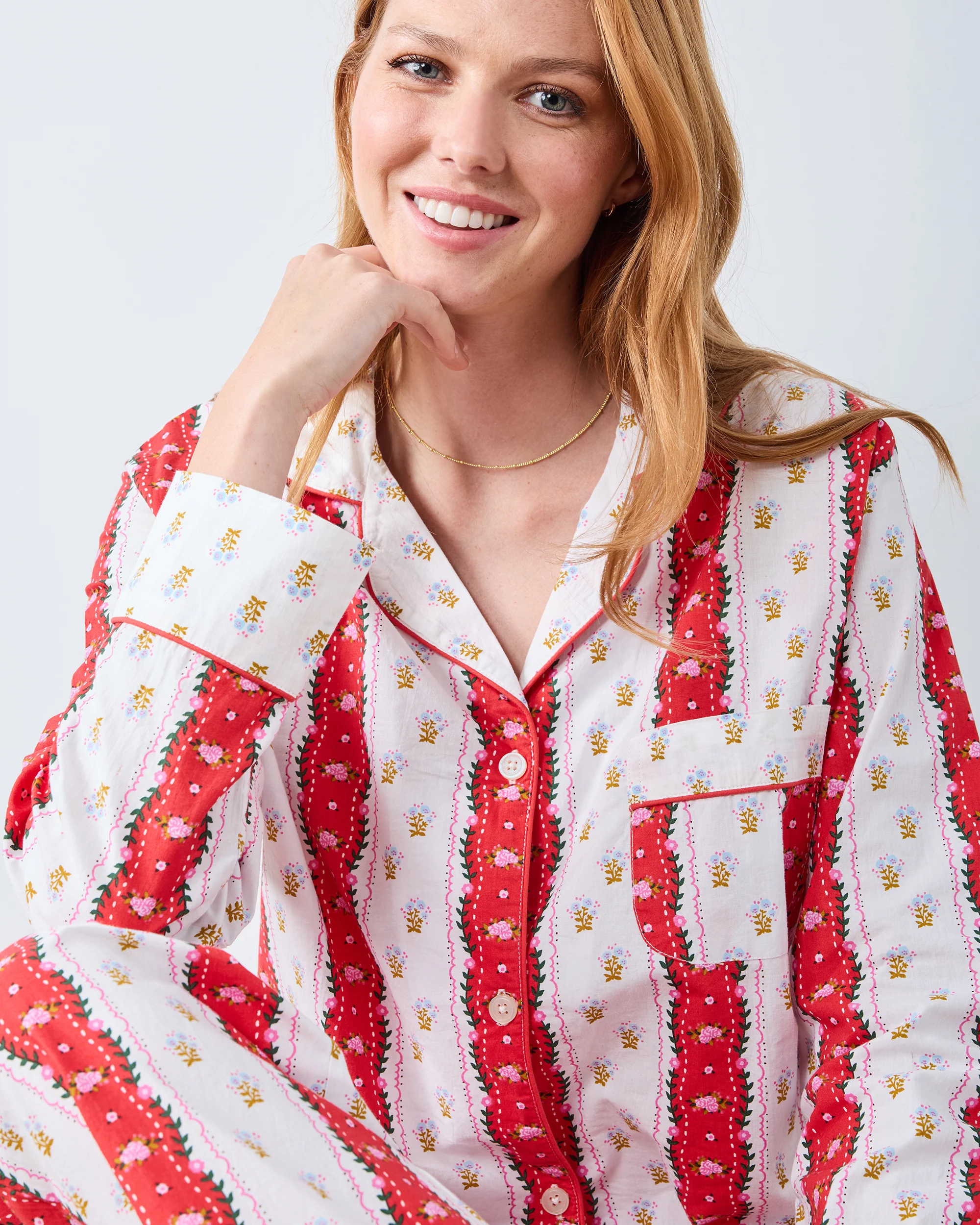 Sweetheart Stripes - Petite Long PJ Set - Cherry Cola - Image 6