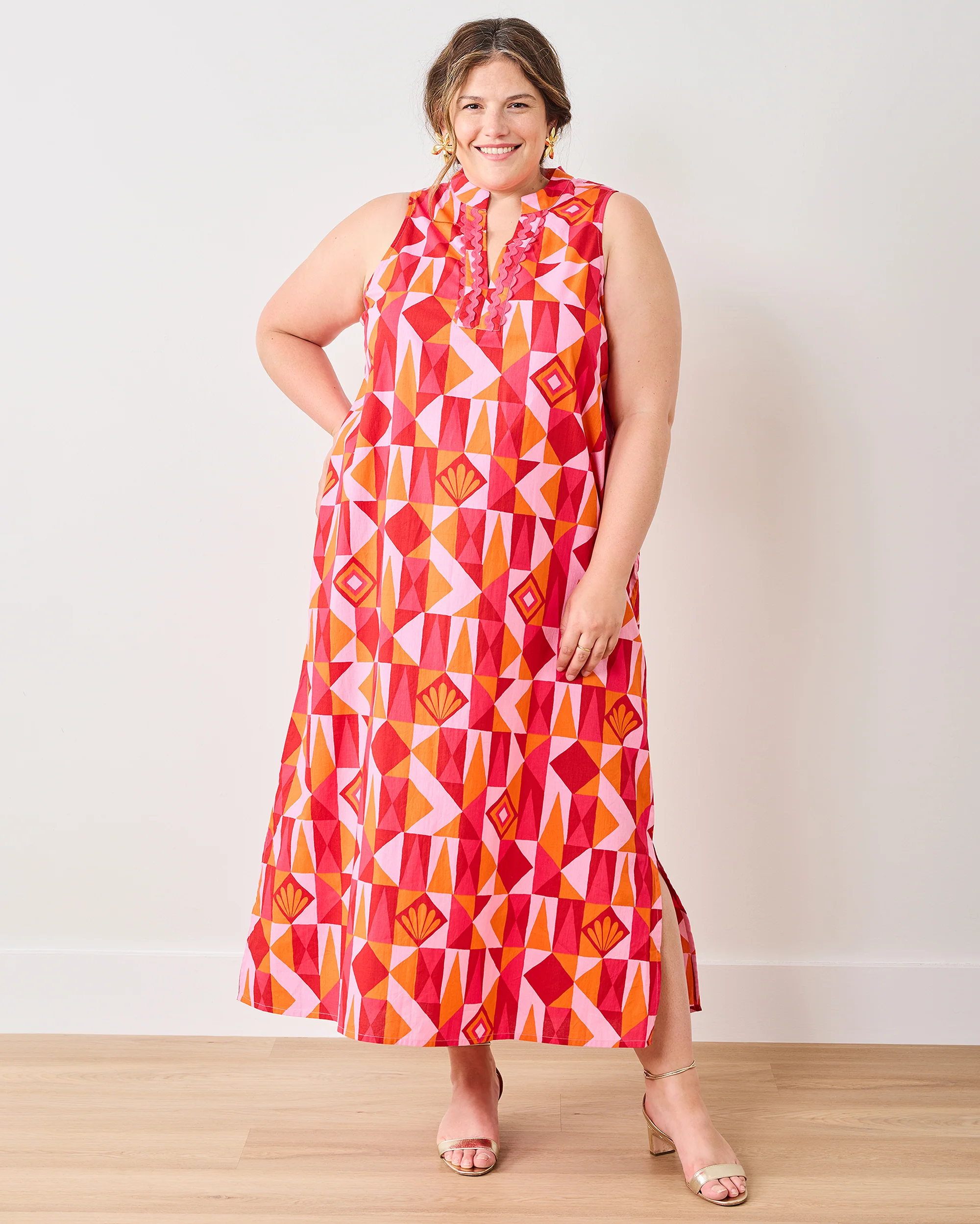 Underwater Mosaic - Ocean View Long Tunic Dress - Pink Crush - Image 4