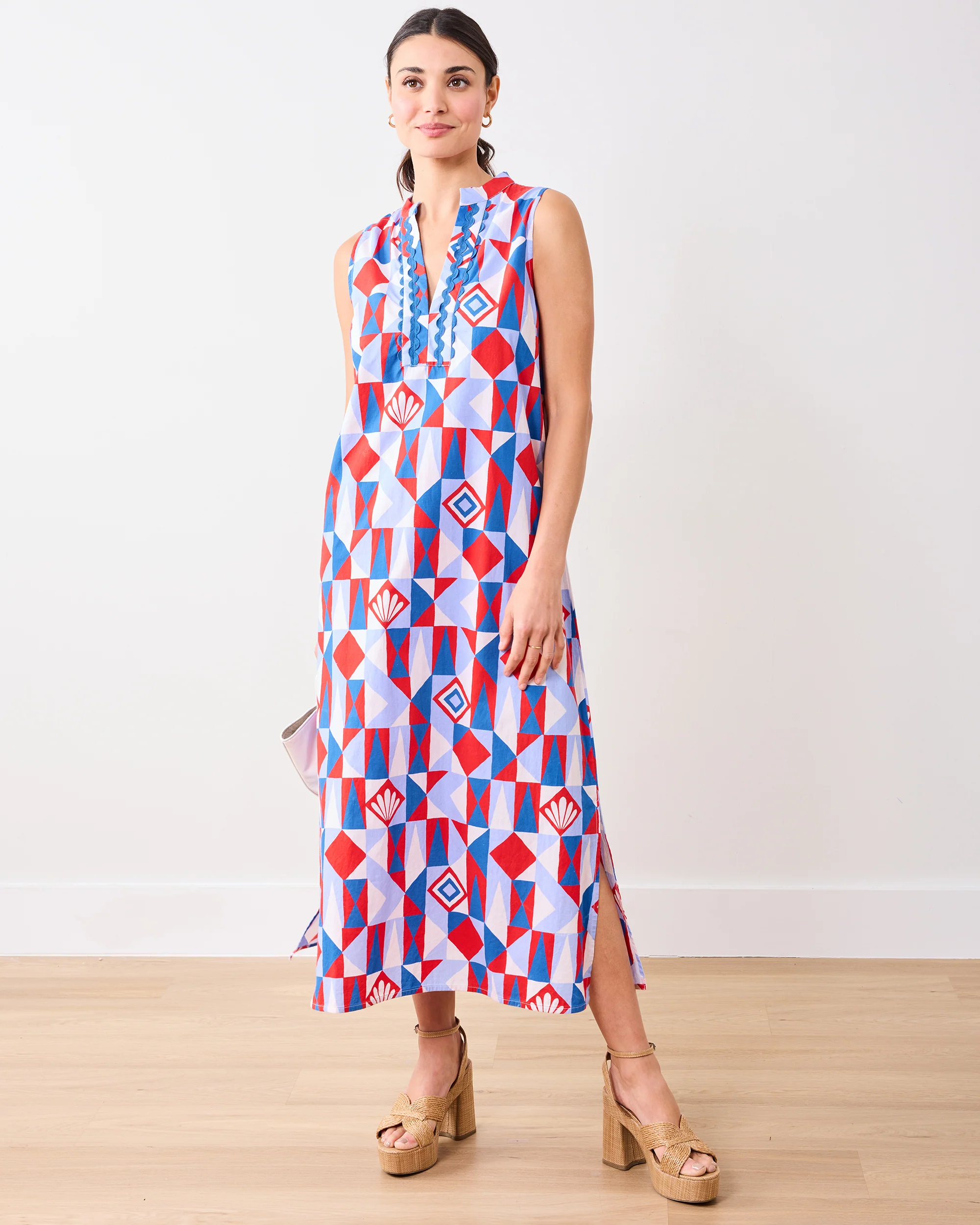 Underwater Mosaic - Ocean View Long Tunic Dress - Retro Red - Image 3
