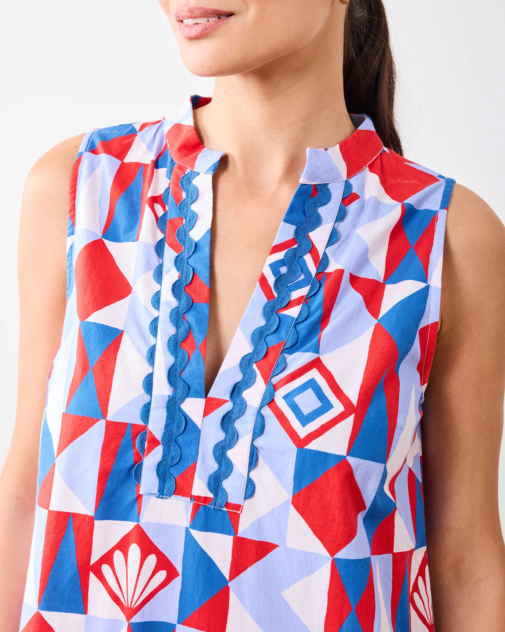 Underwater Mosaic - Ocean View Long Tunic Dress - Retro Red - Image 4