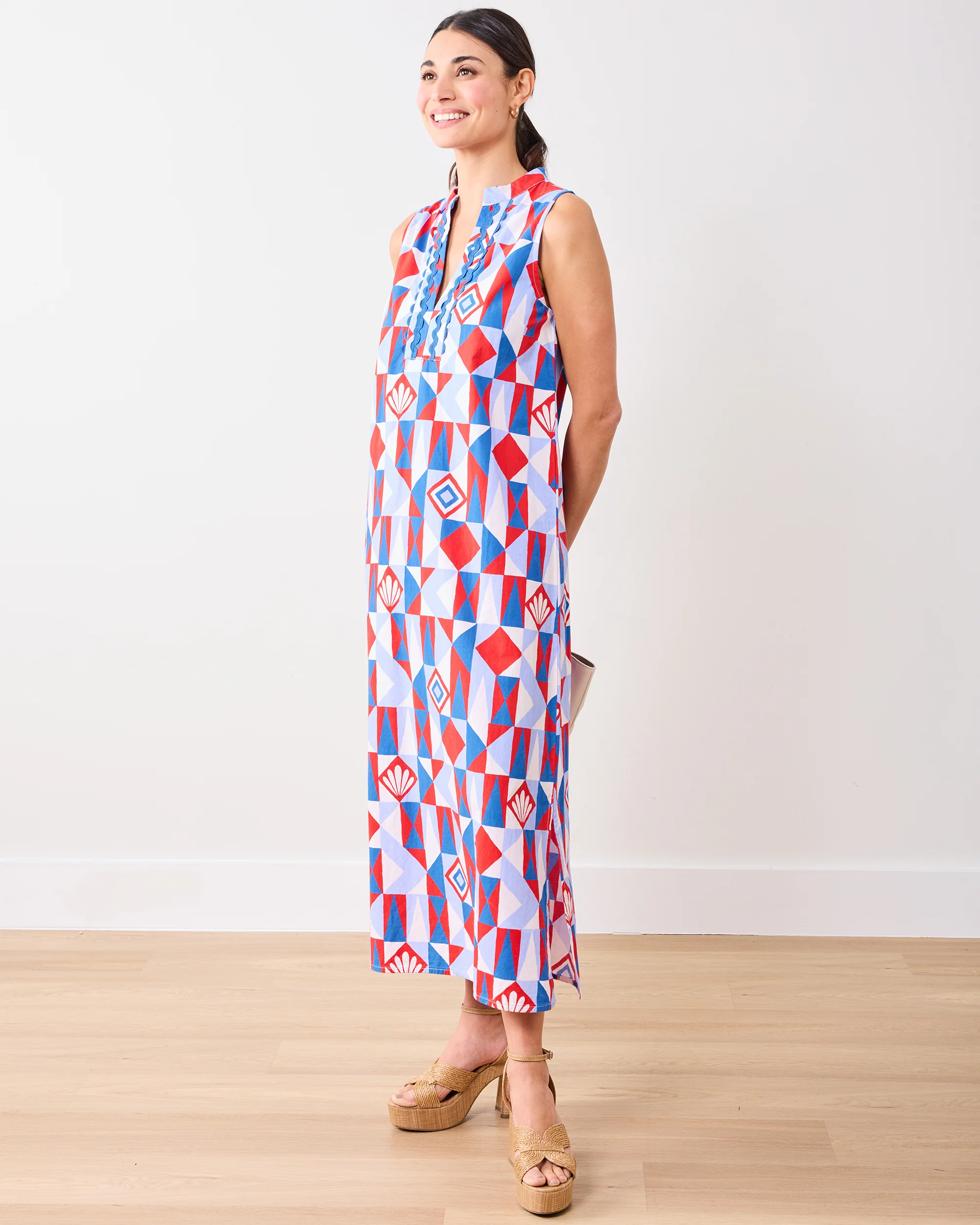 Underwater Mosaic - Ocean View Long Tunic Dress - Retro Red - Image 5