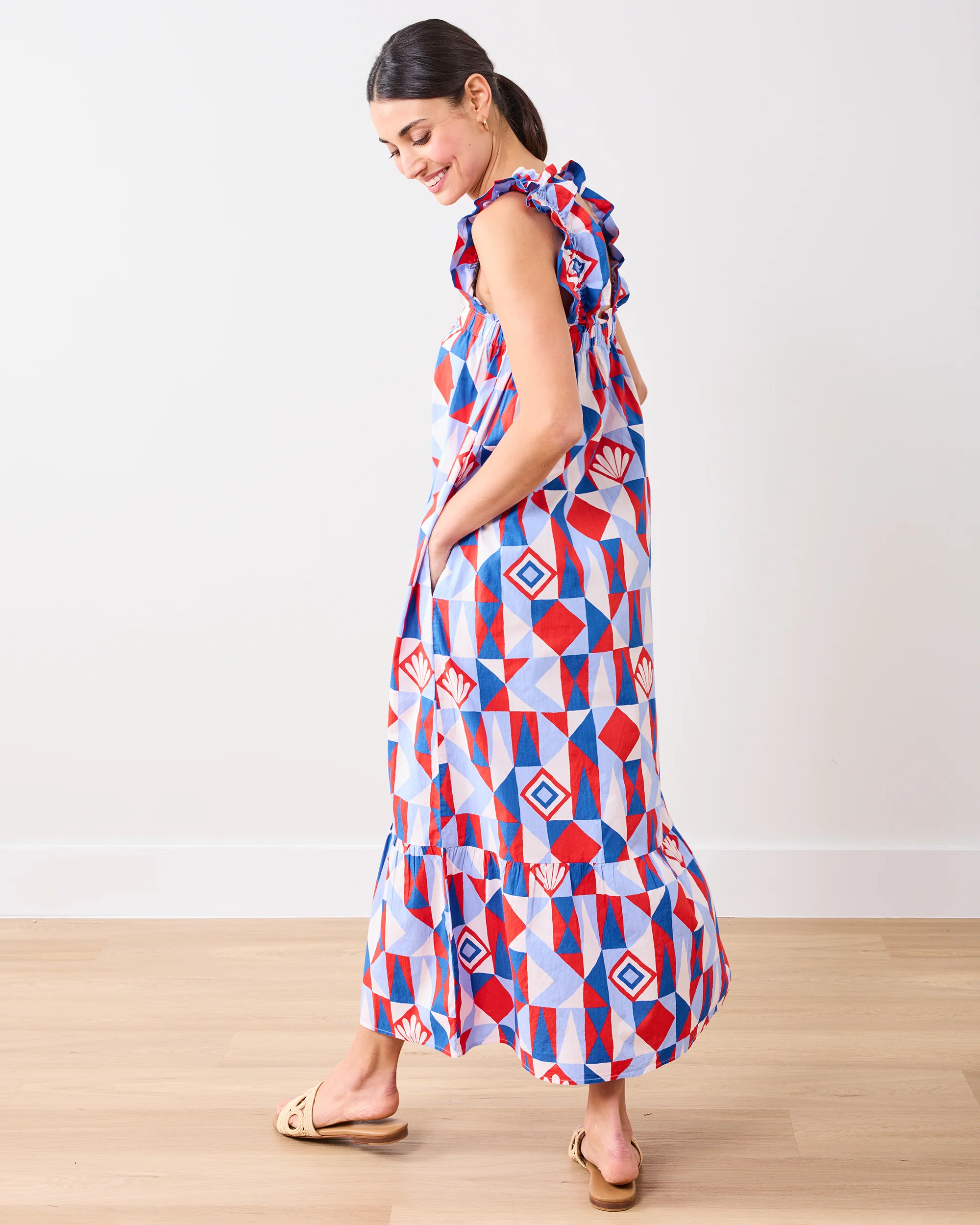 Underwater Mosaic - Serenity Dress - Retro Red - Image 6