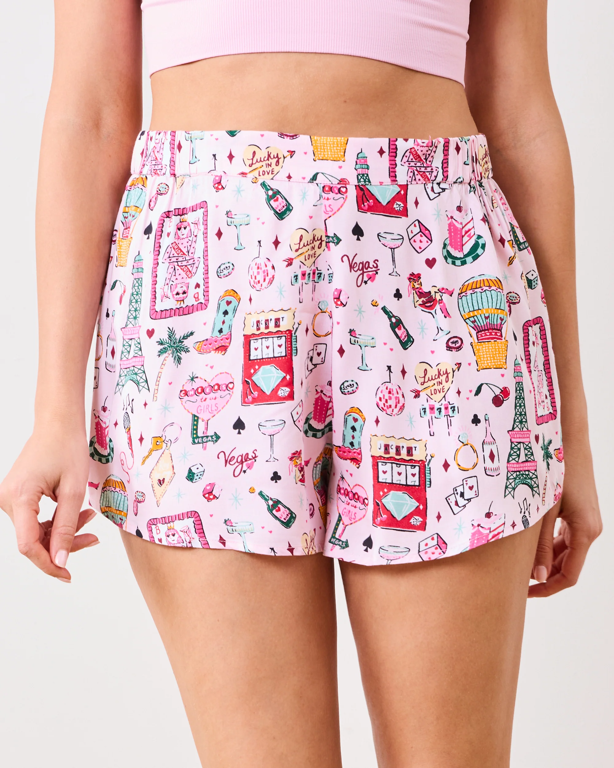 Viva Las Vegas - Eco Satin Sweet Dreams Shorts - Lucky Pink - Image 2