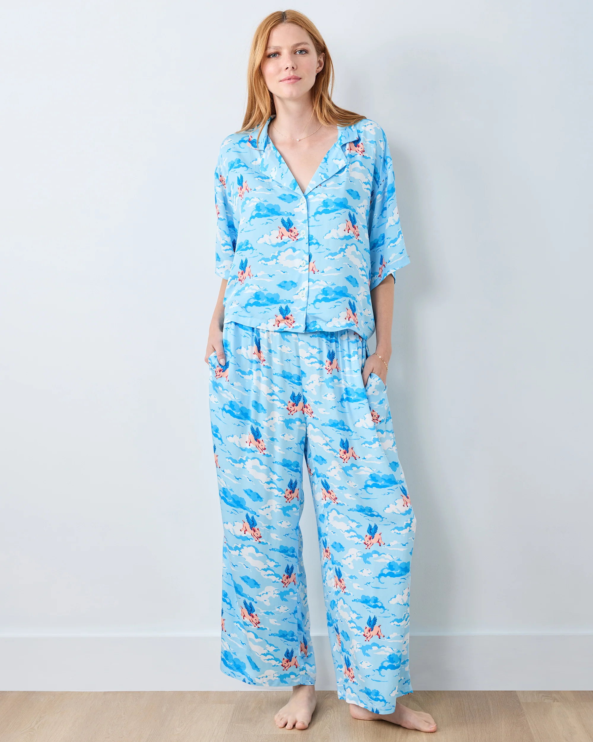When Pigs Fly - Petite Eco Satin Wildest Dream Set - Pale Blue - Image 2