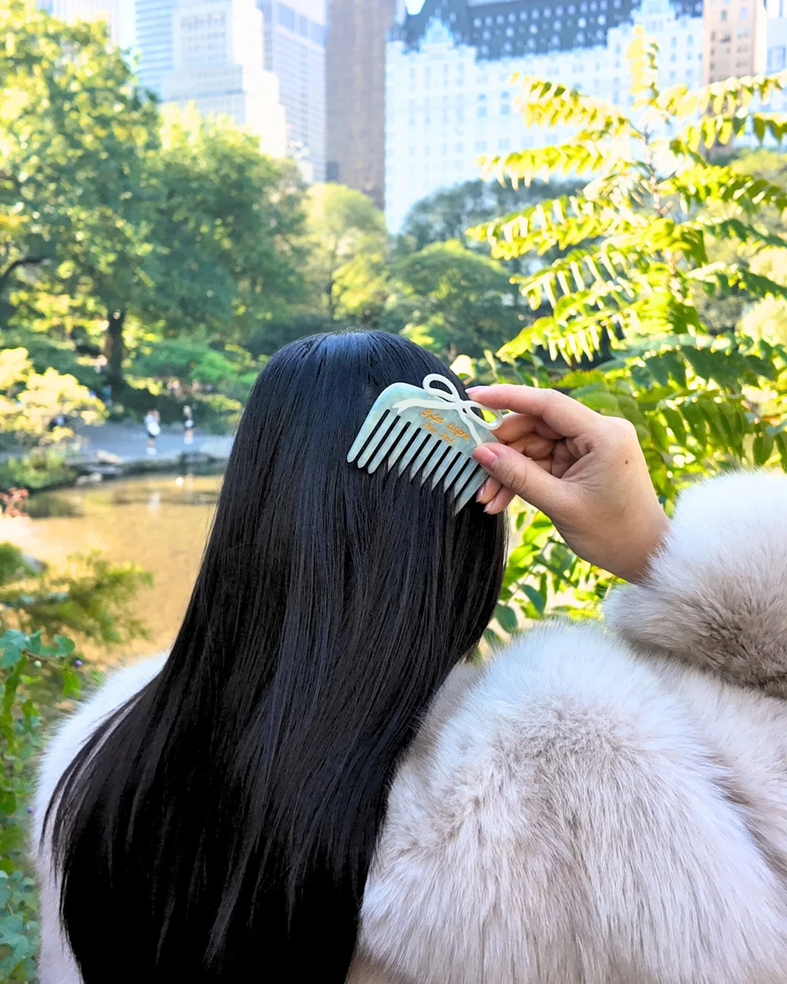White - Hand Painted Something Blue Pocket Comb - Solar Eclipse - Image 2