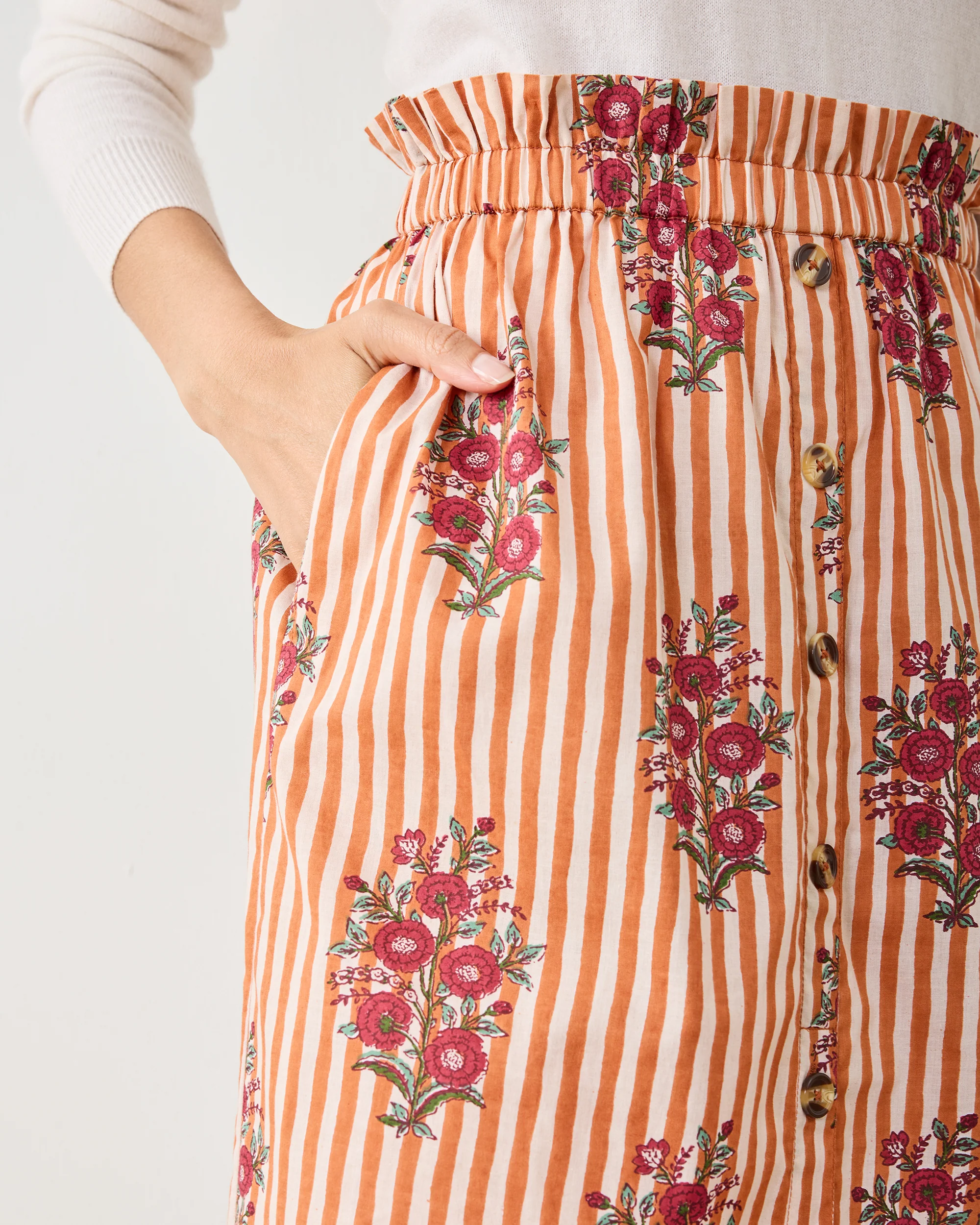 Wildflower Stripes - Emilia Skirt - Ivory Wine - Image 4