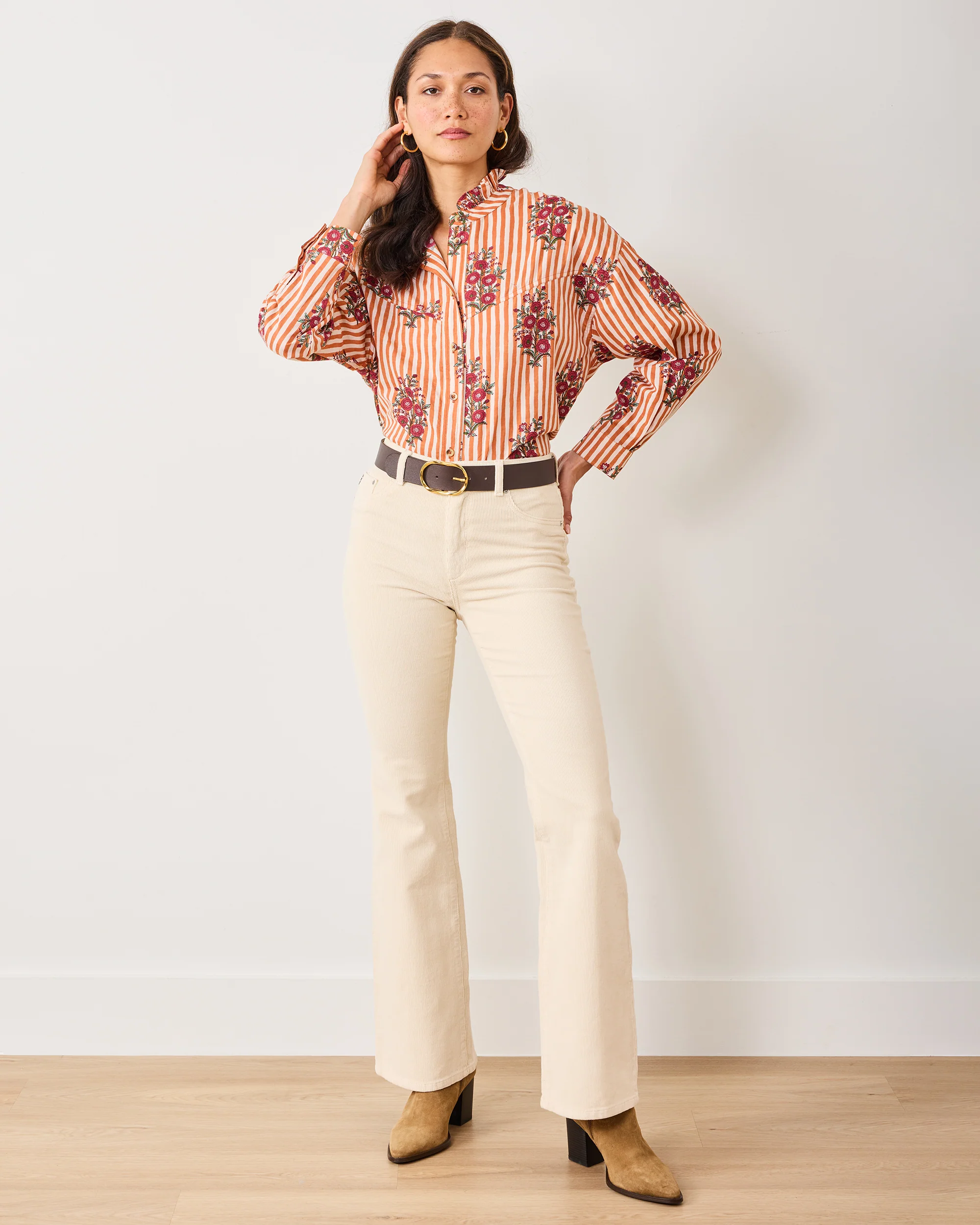 Wildflower Stripes - Mabel Blouse - Ivory Wine - Image 6